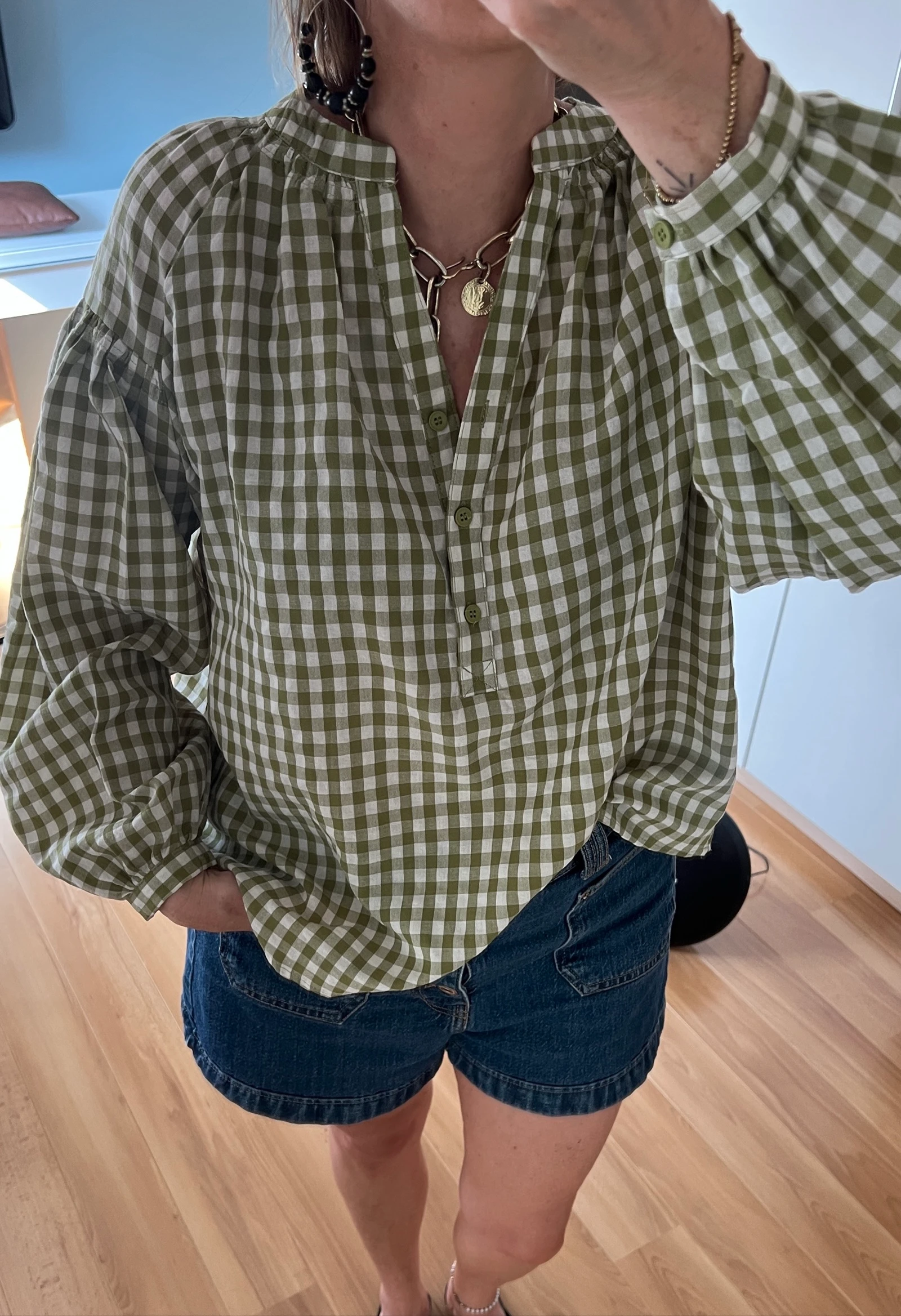 Blusa vichy verde oliva – photo 5